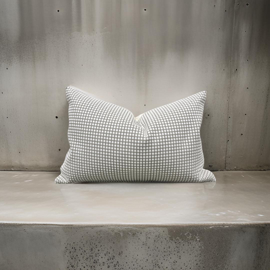 Cream Raised Polka Dots on Tan 12x18" Knife Edge Decorative Lumbar Pillow