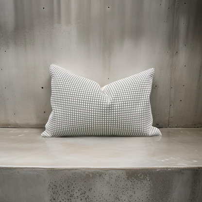 Cream Raised Polka Dots on Tan 12x18" Knife Edge Decorative Lumbar Pillow