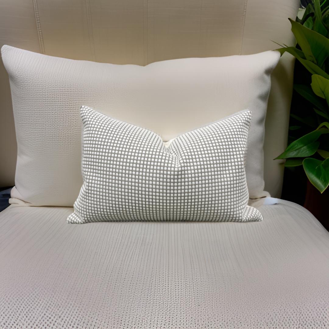 Cream Raised Polka Dots on Tan 12x18" Knife Edge Decorative Lumbar Pillow