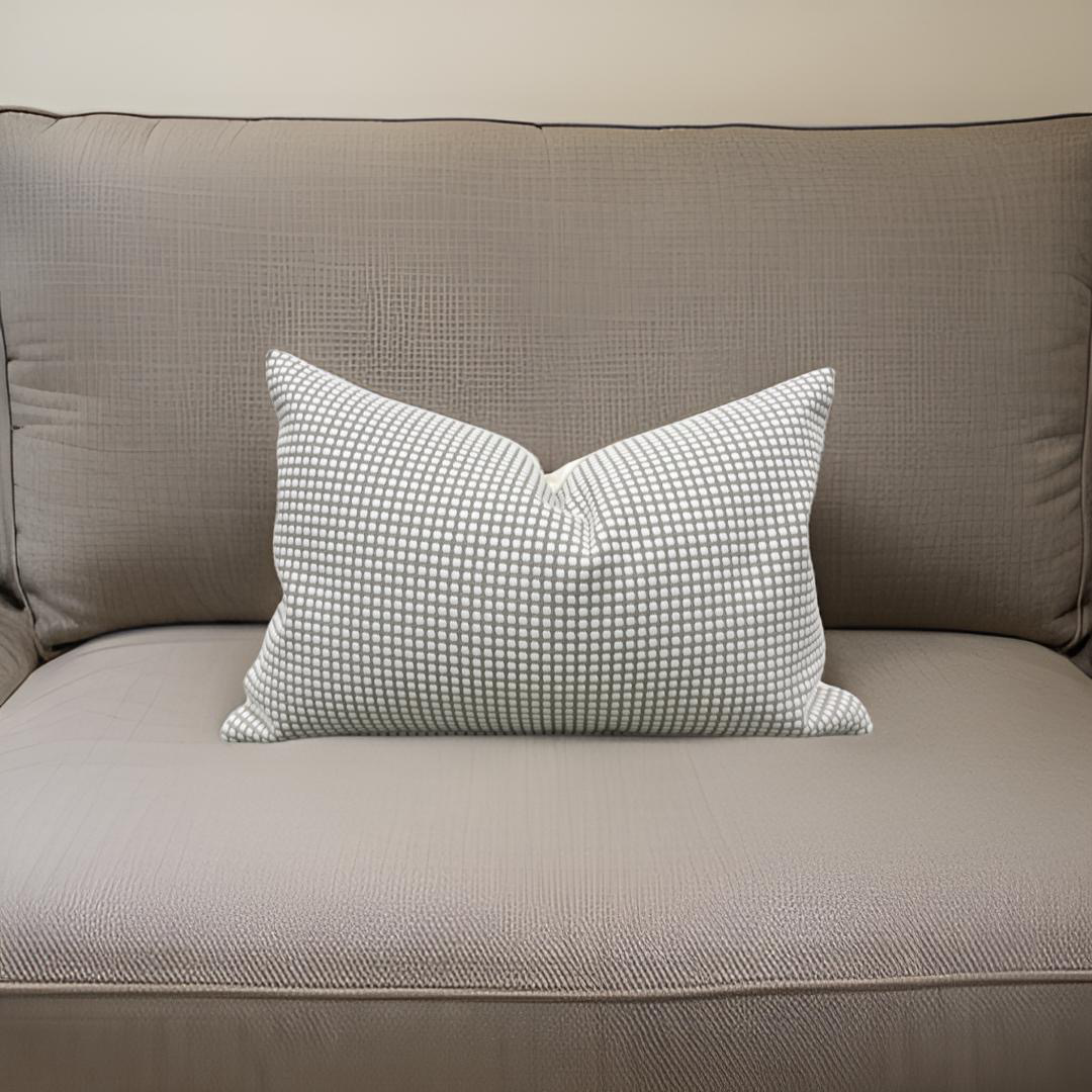Cream Raised Polka Dots on Tan 12x18" Knife Edge Decorative Lumbar Pillow