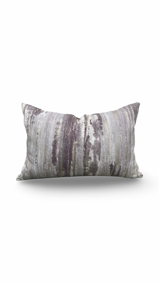 Cream and Violet Knife Edge Lumbar Pillow 12x18" Knife Edge Cover