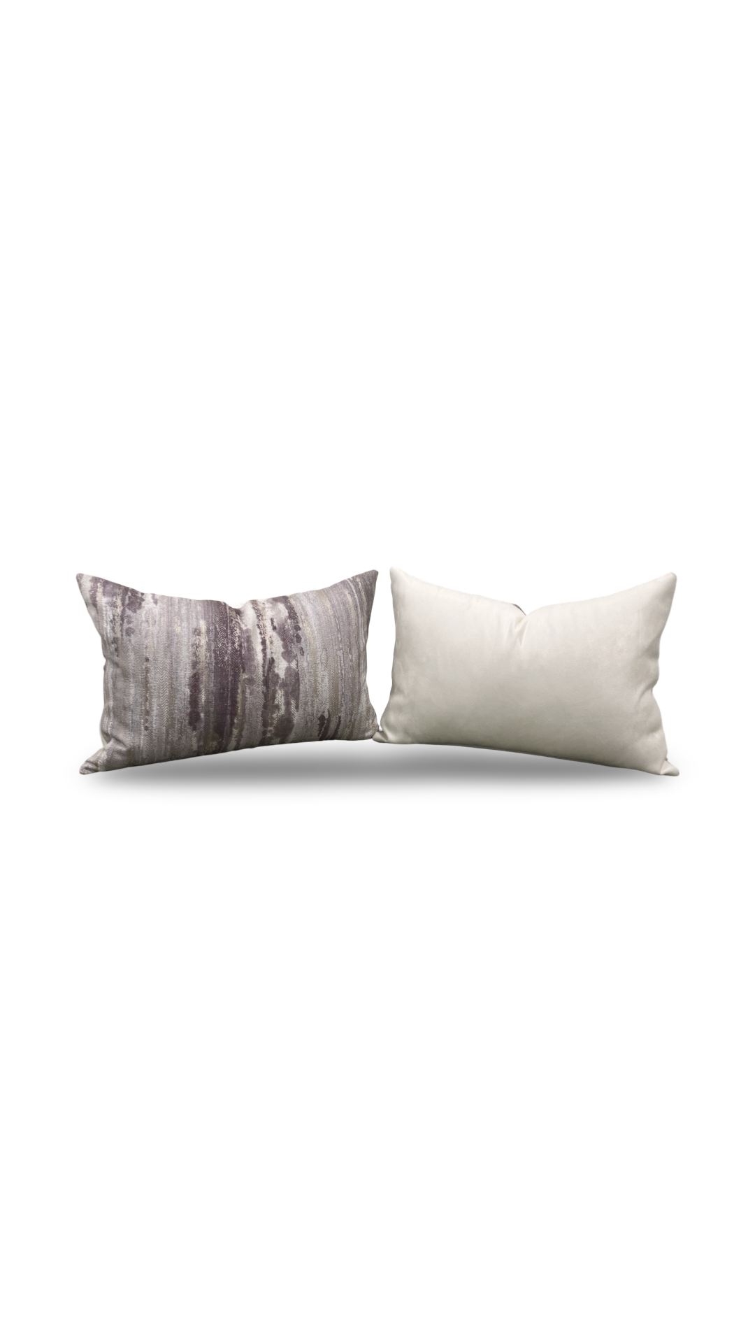 Cream and Violet Knife Edge Lumbar Pillow 12x18" Knife Edge Cover