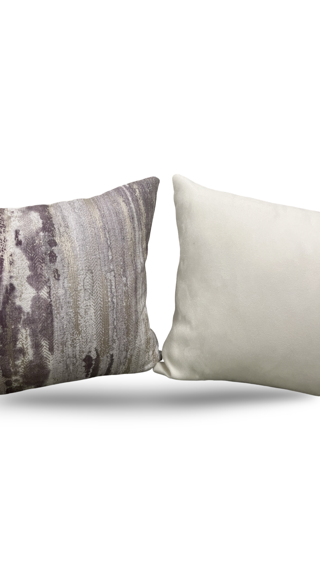 Cream and Violet Knife Edge Lumbar Pillow 12x18" Knife Edge Cover
