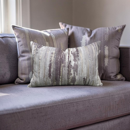 Cream and Violet Knife Edge Lumbar Pillow 12x18" Knife Edge Cover