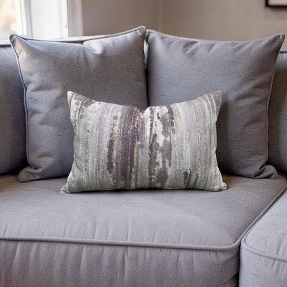 Cream and Violet Knife Edge Lumbar Pillow 12x18" Knife Edge Cover