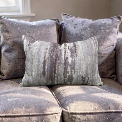 Cream and Violet Knife Edge Lumbar Pillow 12x18" Knife Edge Cover