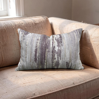 Cream and Violet Knife Edge Lumbar Pillow 12x18" Knife Edge Cover