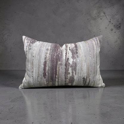 Cream and Violet Knife Edge Lumbar Pillow 12x18" Knife Edge Cover