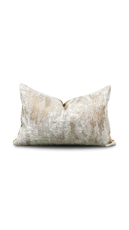Cream and Gold Paint Stroke 12x18" Knife Edge Decorative Lumbar Pillow
