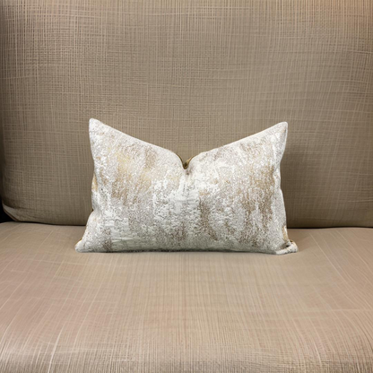 Cream and Gold Paint Stroke 12x18" Knife Edge Decorative Lumbar Pillow