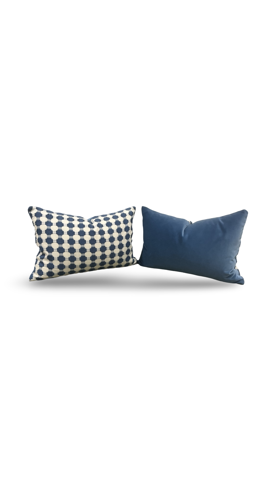 Cream with Blue Polka Dots 12X18" Knife Edge Decorative Lumbar Pillow