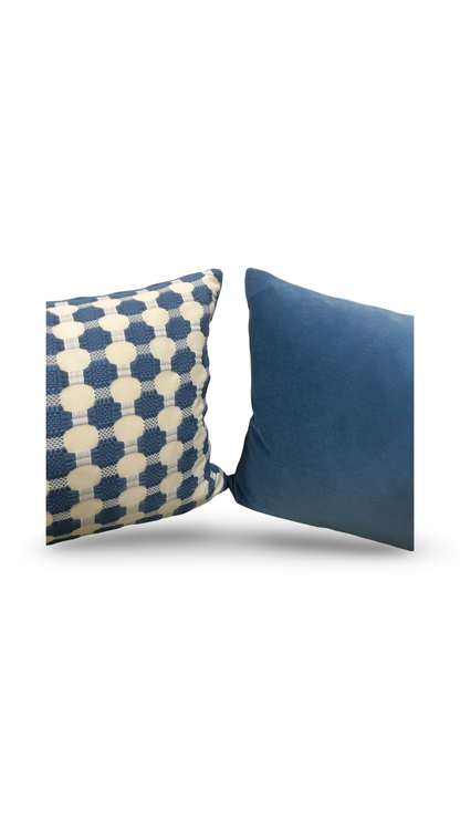 Cream with Blue Polka Dots 12X18" Knife Edge Decorative Lumbar Pillow
