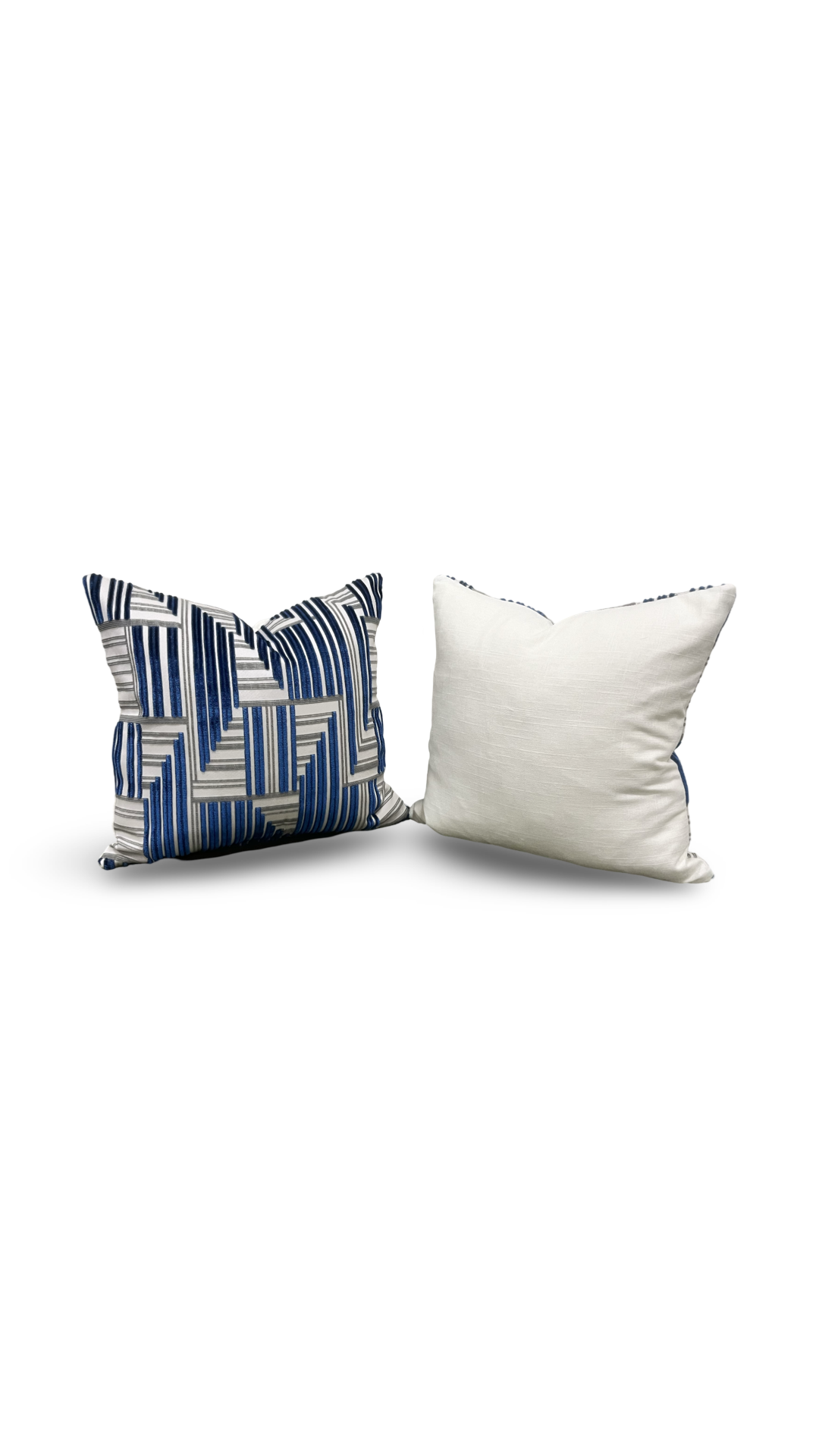 Cuboid Velvet Navy and Grey 16X16" Knife Edge Decorative Pillow