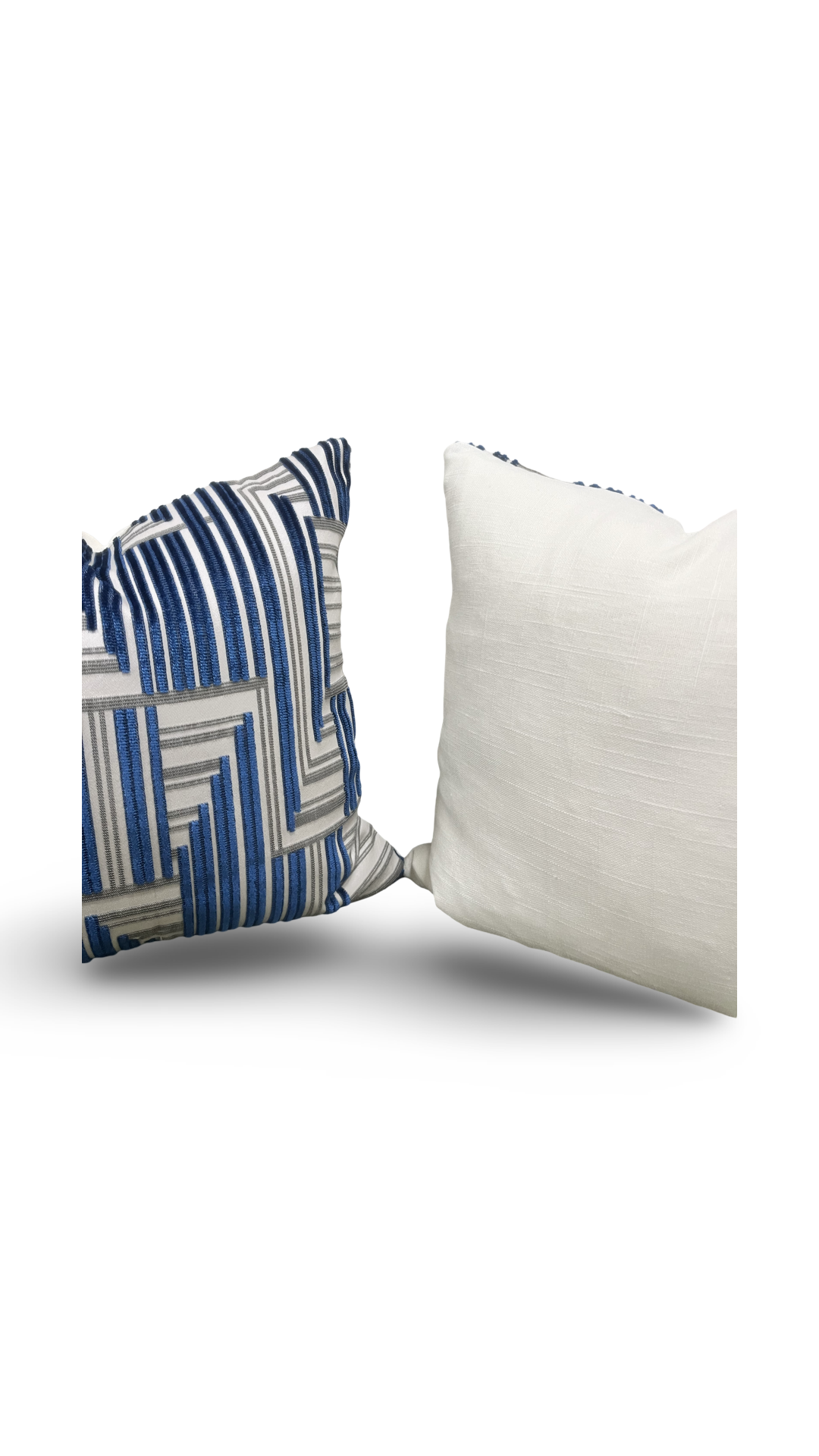 Cuboid Velvet Navy and Grey 16X16" Knife Edge Decorative Pillow