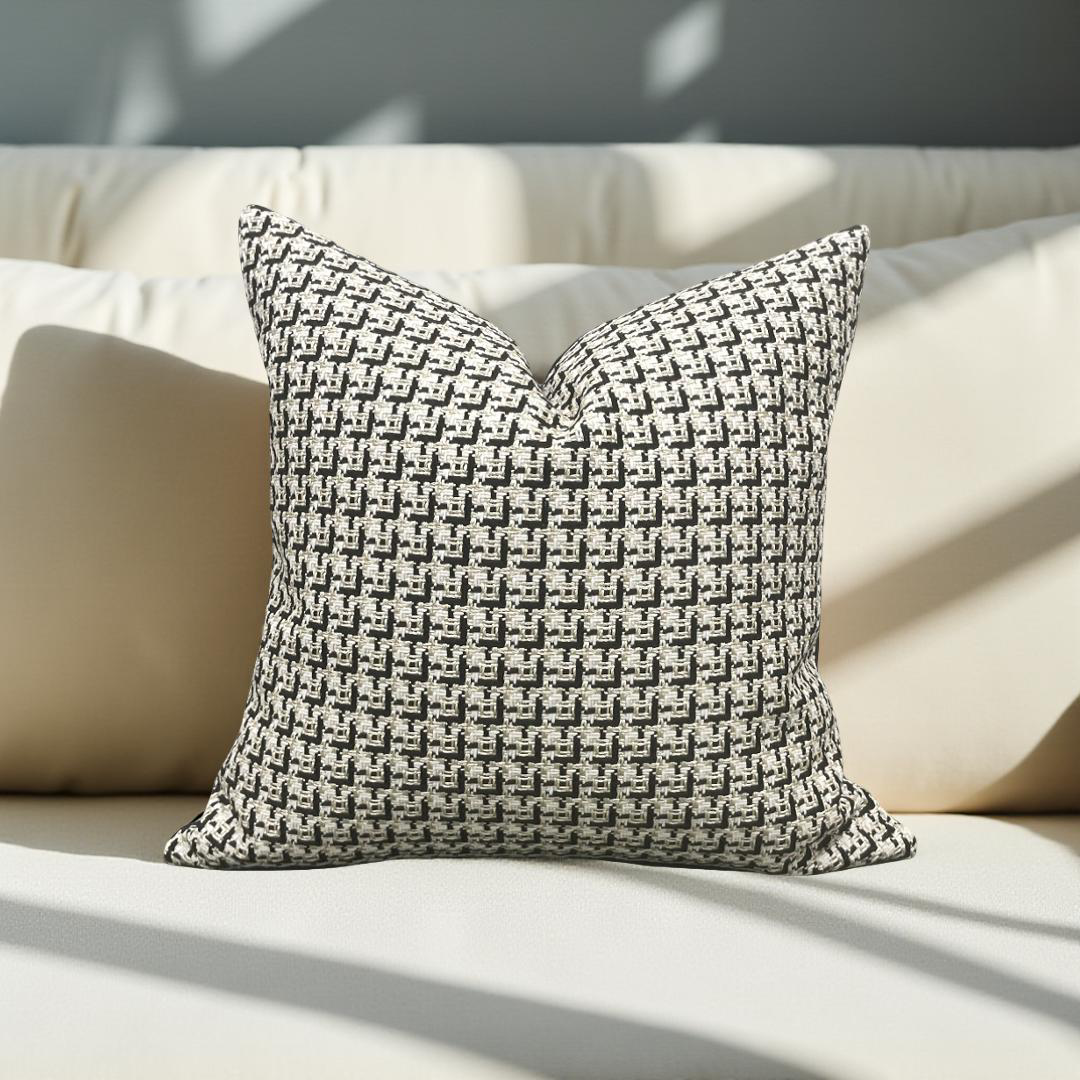 Designer Fabric Cherie Ivory 20x20" Knife Edge Decorative Throw Pillow