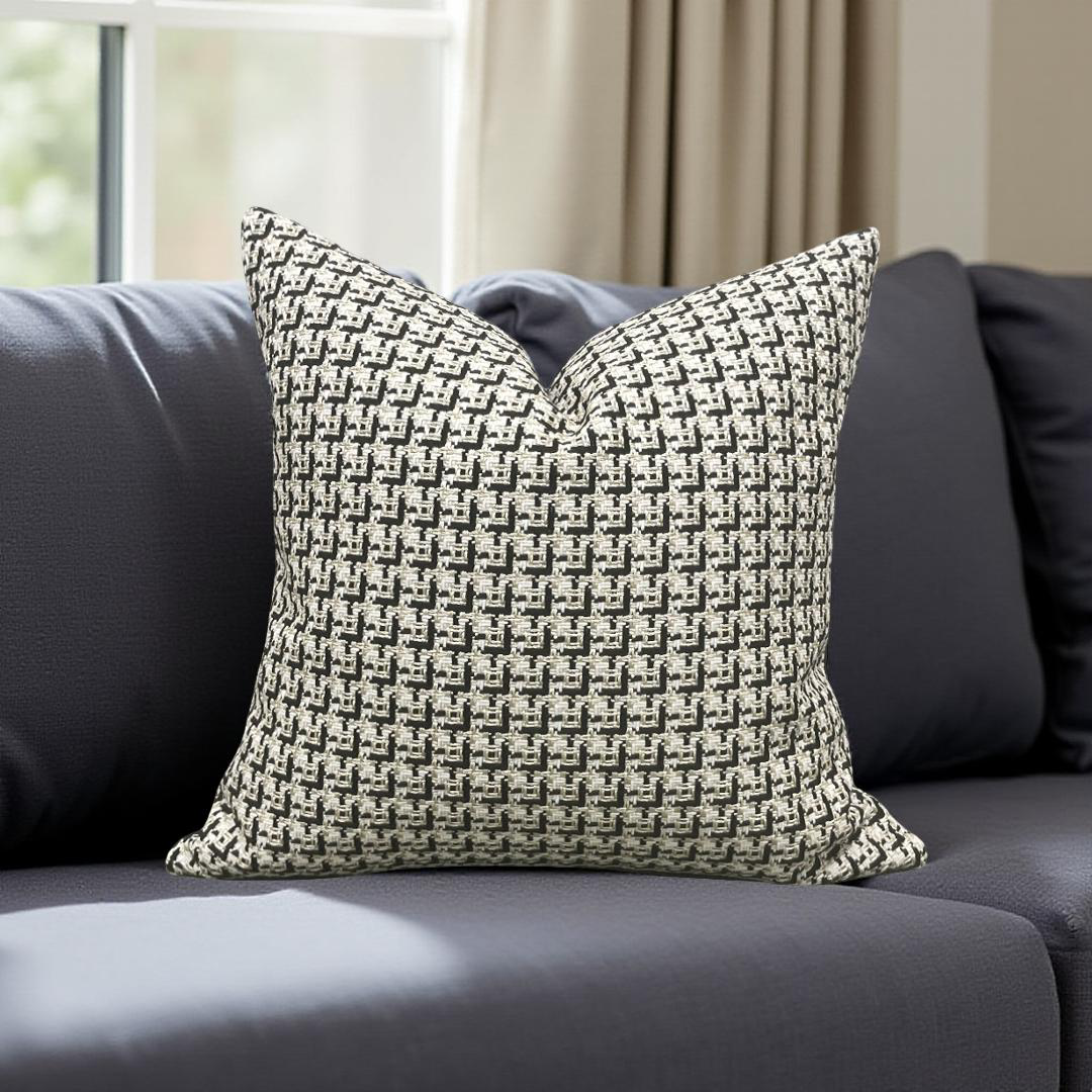 Designer Fabric Cherie Ivory 20x20" Knife Edge Decorative Throw Pillow