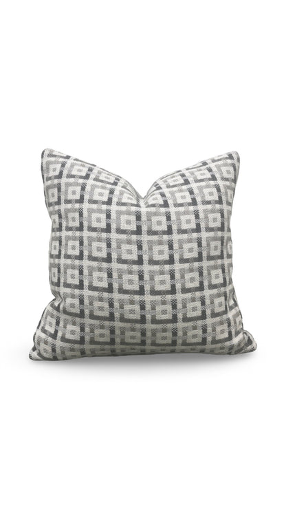 Dedar Greek Key Decorative Pillow Tete Silver 16x16" Knife Edge Cover