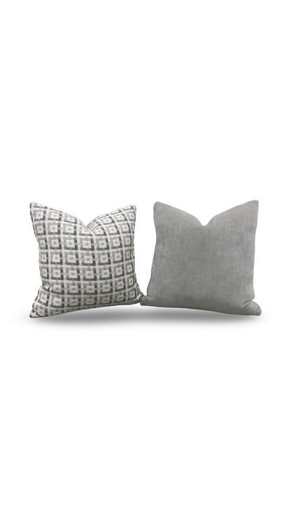 Dedar Greek Key Decorative Pillow Tete Silver 16x16" Knife Edge Cover
