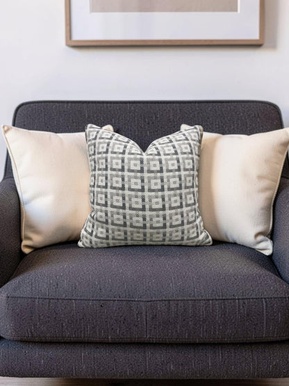 Dedar Greek Key Decorative Pillow Tete Silver 16x16" Knife Edge Cover