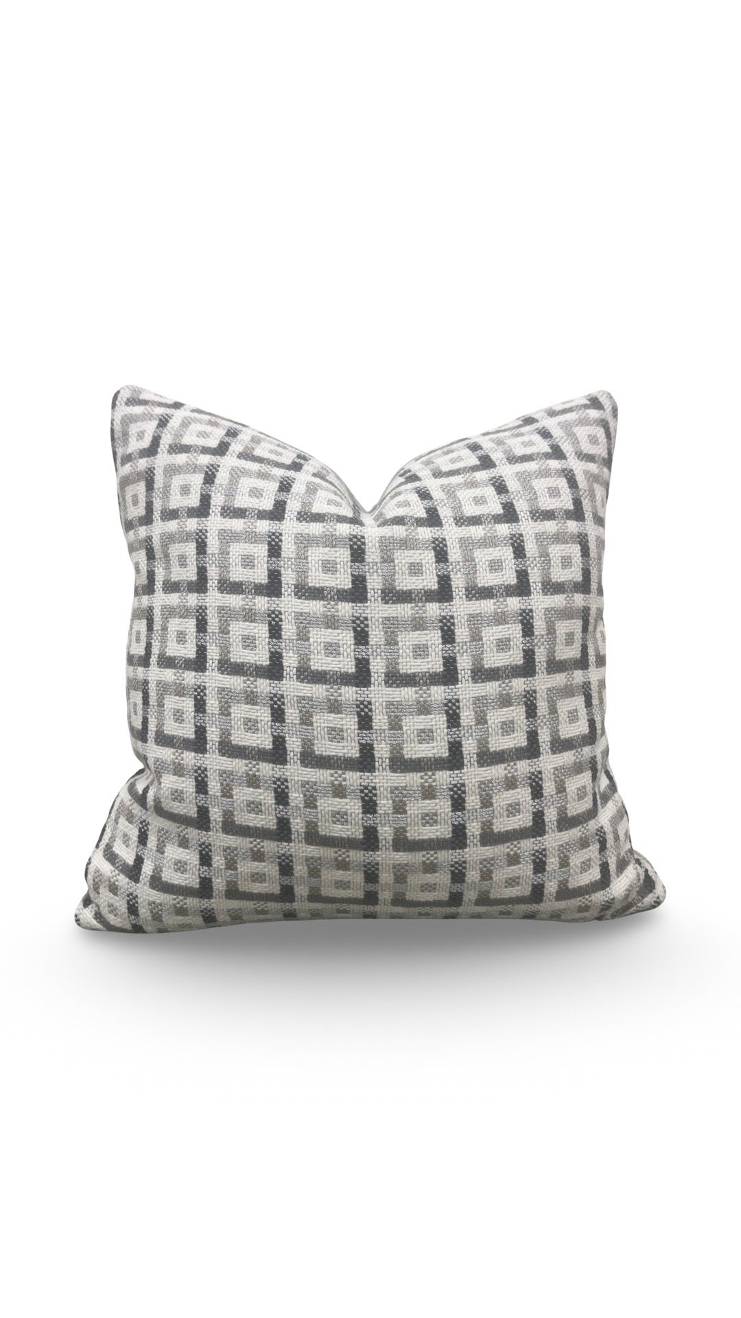 Dedar Greek Key Decorative Pillow Tete Silver 16x16" Knife Edge Cover