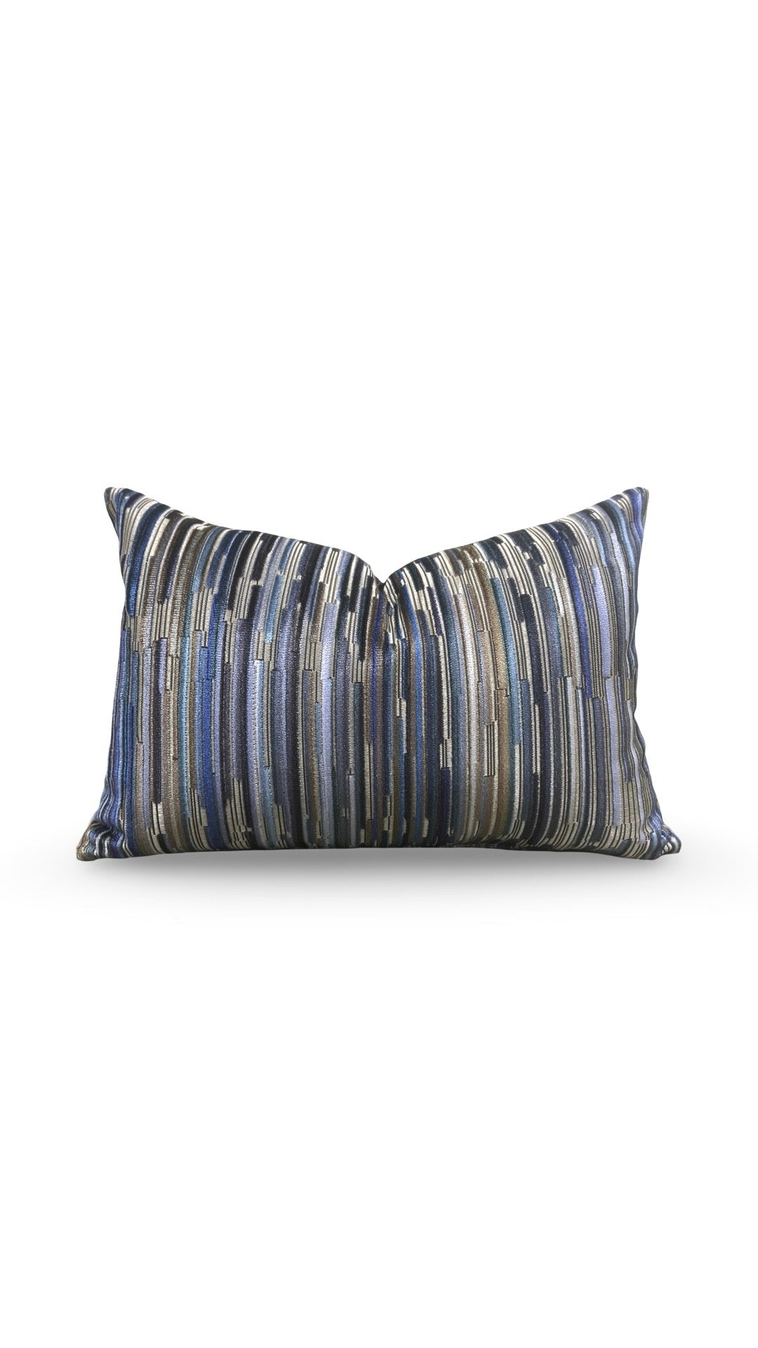 Velvet Striped Lumbar Pillow Moquette Capetown 12x18" Knife Edge Cover
