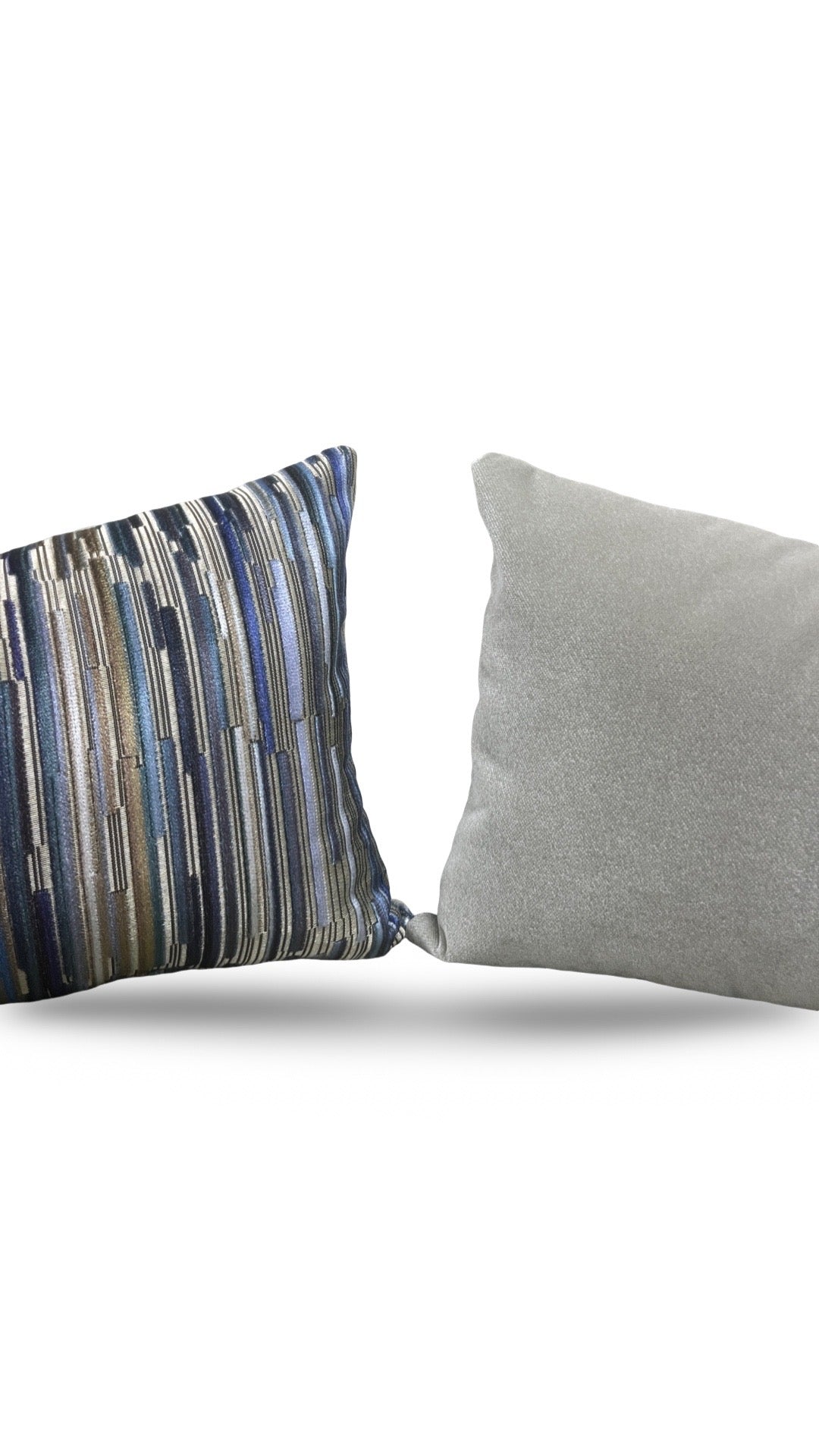 Velvet Striped Lumbar Pillow Moquette Capetown 12x18" Knife Edge Cover
