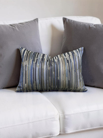 Velvet Striped Lumbar Pillow Moquette Capetown 12x18" Knife Edge Cover