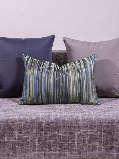 Velvet Striped Lumbar Pillow Moquette Capetown 12x18" Knife Edge Cover