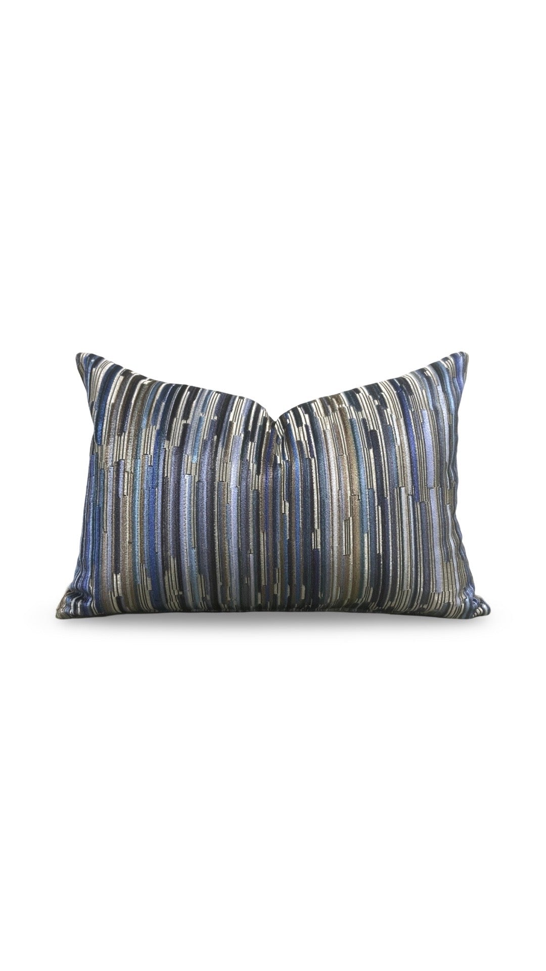 Velvet Striped Lumbar Pillow Moquette Capetown 12x18" Knife Edge Cover