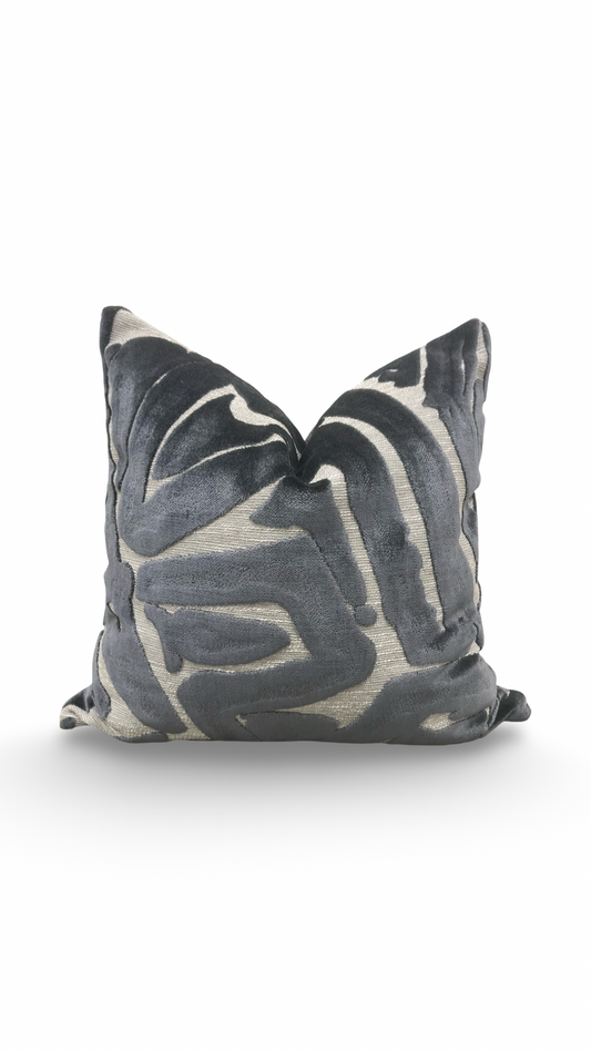 Designer Fabric ACDC Graphite 18x18" Knife Edge Decorative Throw Pillow
