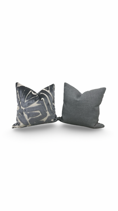 Designer Fabric ACDC Graphite 18x18" Knife Edge Decorative Throw Pillow