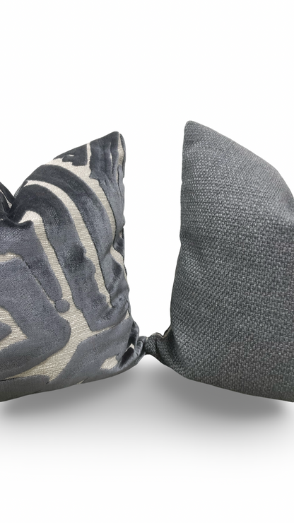 Designer Fabric ACDC Graphite 18x18" Knife Edge Decorative Throw Pillow