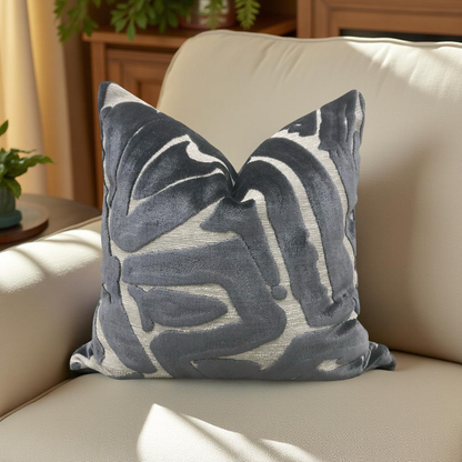 Designer Fabric ACDC Graphite 18x18" Knife Edge Decorative Throw Pillow