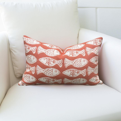 Designer Fabric Persimmon 12x18" Knife Edge Lumbar Pillow
