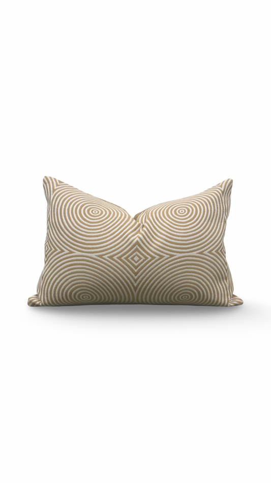 Designer Fabric Light Brown and Tan Velvet Swirls 12x18" Knife Edge Decorative Lumbar Pillow