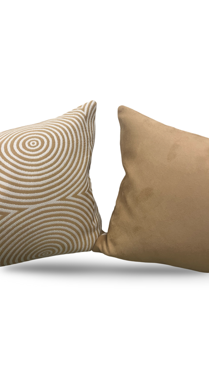 Designer Fabric Light Brown and Tan Velvet Swirls 12x18" Knife Edge Decorative Lumbar Pillow