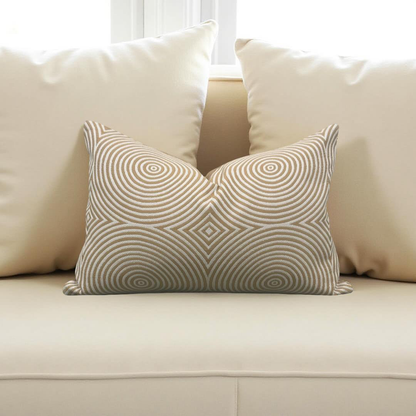 Designer Fabric Light Brown and Tan Velvet Swirls 12x18" Knife Edge Decorative Lumbar Pillow