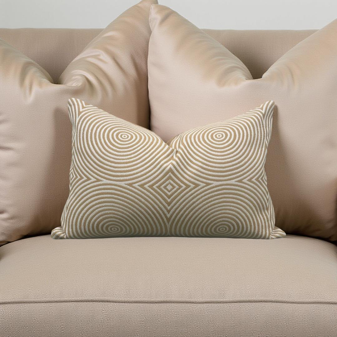 Designer Fabric Light Brown and Tan Velvet Swirls 12x18" Knife Edge Decorative Lumbar Pillow