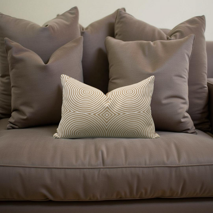 Designer Fabric Light Brown and Tan Velvet Swirls 12x18" Knife Edge Decorative Lumbar Pillow