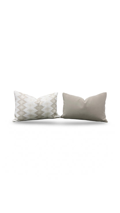 Designers Guild Lumbar Pillow Perzina Chalk 12x18" Knife Edge Cover