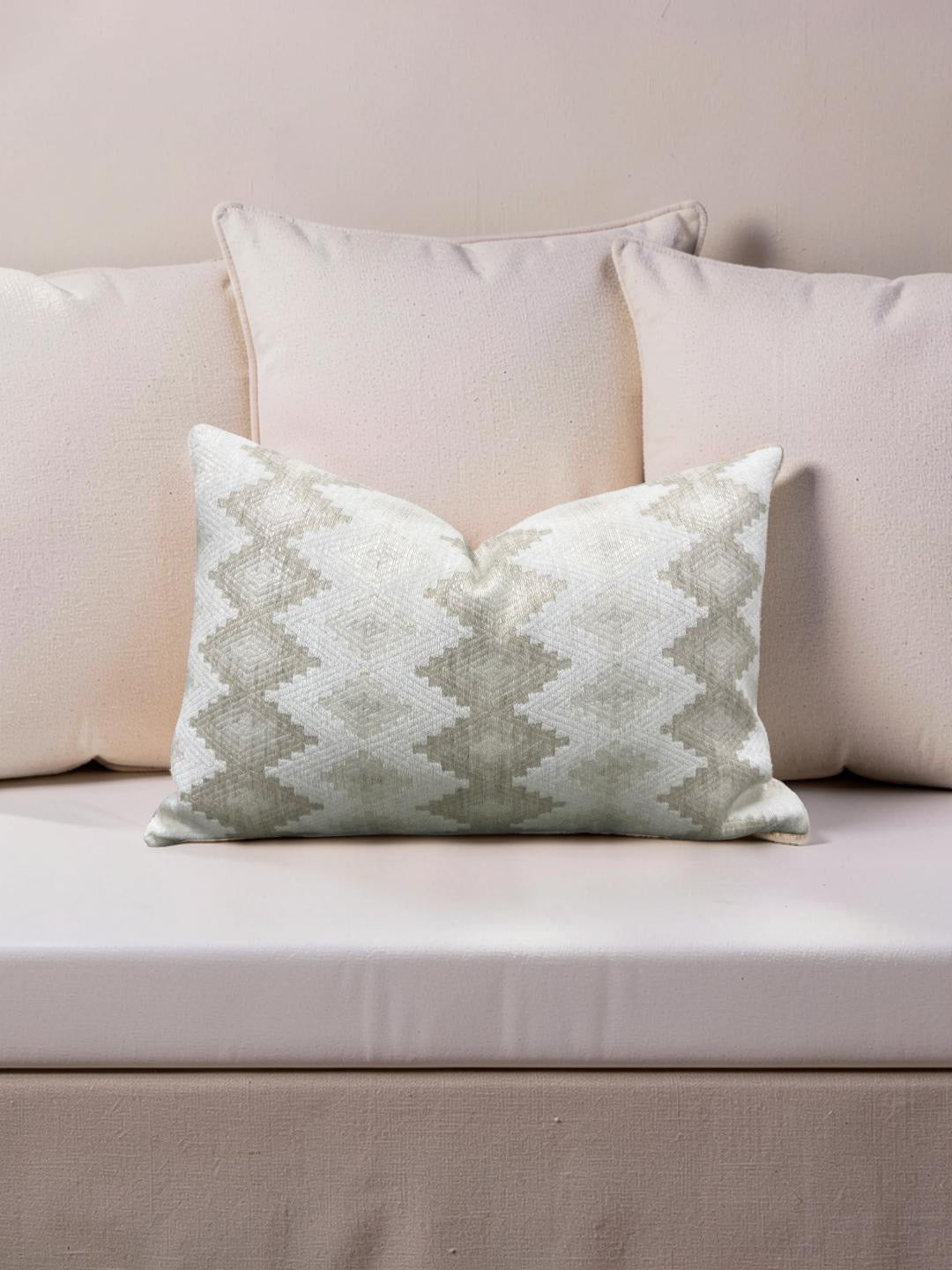 Designers Guild Lumbar Pillow Perzina Chalk 12x18" Knife Edge Cover