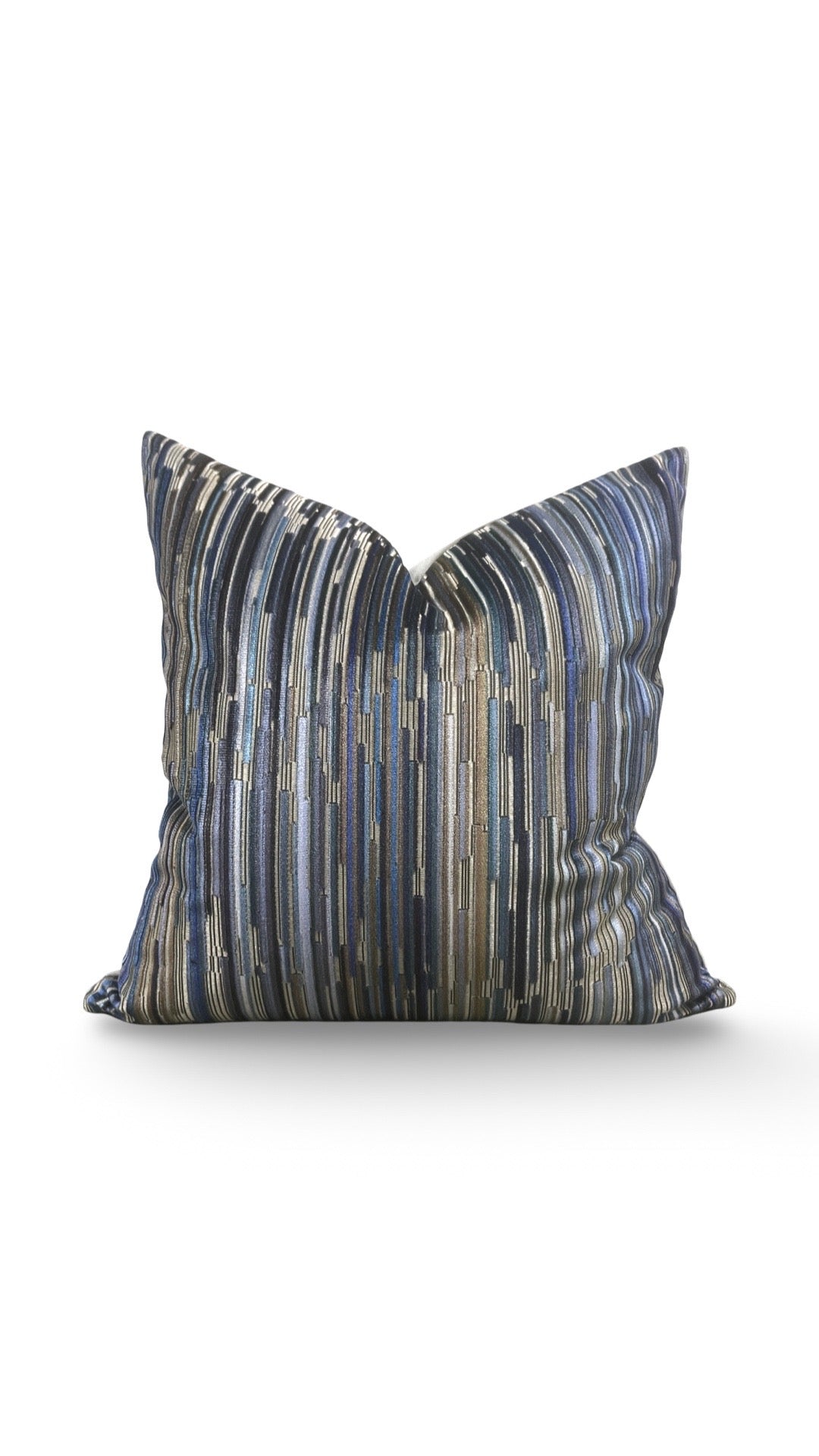 Velvet Striped Decorative Pillow Moquette Capetown -20x20" Knife Edge Cover