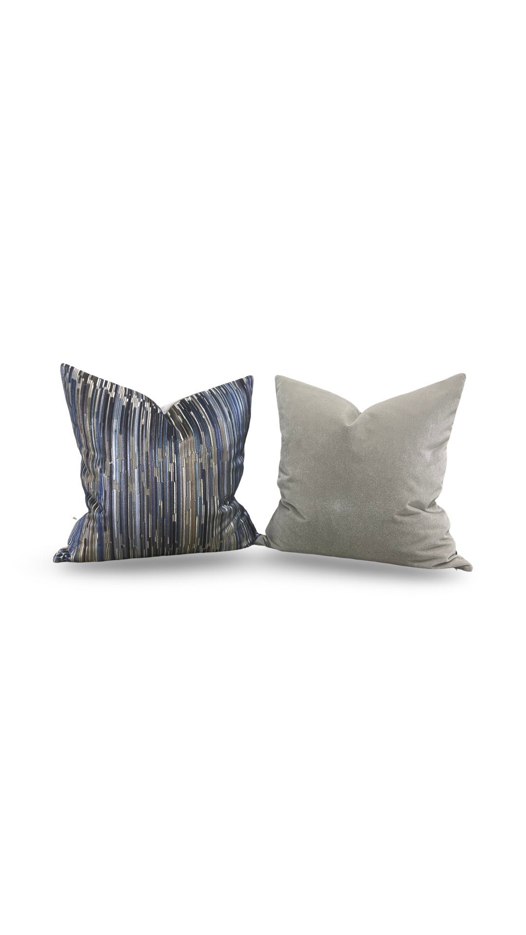 Velvet Striped Decorative Pillow Moquette Capetown -20x20" Knife Edge Cover