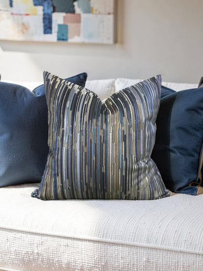 Velvet Striped Decorative Pillow Moquette Capetown -20x20" Knife Edge Cover