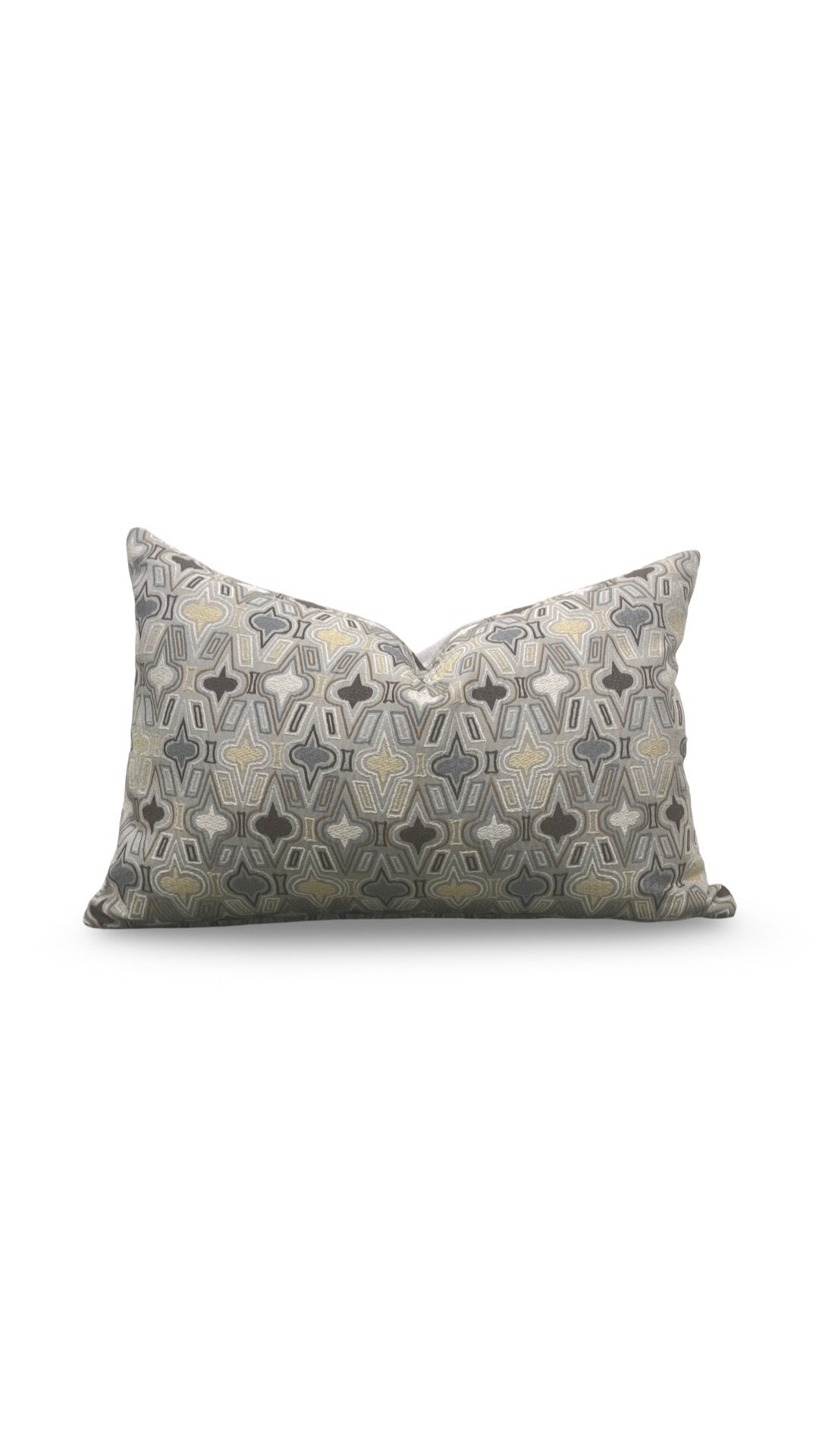 Donghia Casino Royale Lumbar Pillow Pewter 12x18" Knife Edge Cover