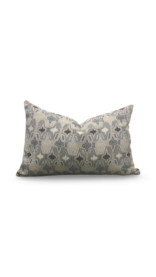 Donghia Casino Royale Lumbar Pillow Pewter 12x18" Knife Edge Cover
