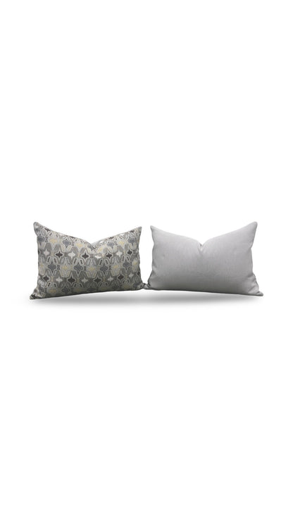 Donghia Casino Royale Lumbar Pillow Pewter 12x18" Knife Edge Cover