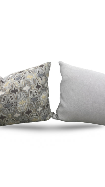 Donghia Casino Royale Lumbar Pillow Pewter 12x18" Knife Edge Cover