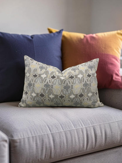Donghia Casino Royale Lumbar Pillow Pewter 12x18" Knife Edge Cover
