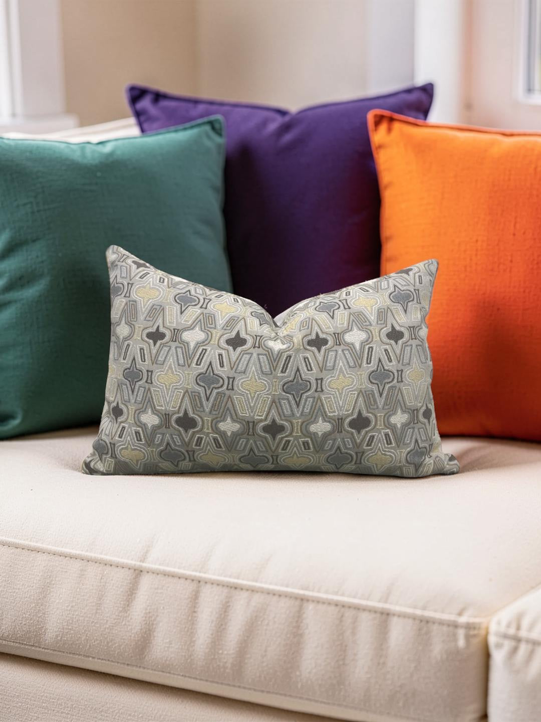 Donghia Casino Royale Lumbar Pillow Pewter 12x18" Knife Edge Cover